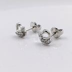 925 Sterling Silver Cute Swan Stud Earrings Cubic Zirconia Swan Ear Stud with Push back
