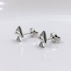 Sterling Silver 925 Pyramid Dual Triangle Studs Earrings Every Day Wear Unisex CZ Diamonds Minimalist Handmade Gift Studs with Push Back