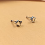 Sterling Silver 925 Cute Sparkle Star with Heart Design Stud Earrings CZ