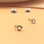 Sterling Silver 925 Cute Sparkle Star with Heart Design Stud Earrings CZ