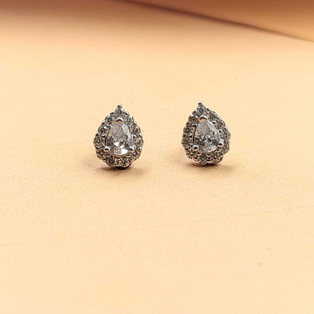 925 Sterling Silver Sparkle Pear Shape Stud Earrings Cute Wedding Bridal Stud Earrings CZ