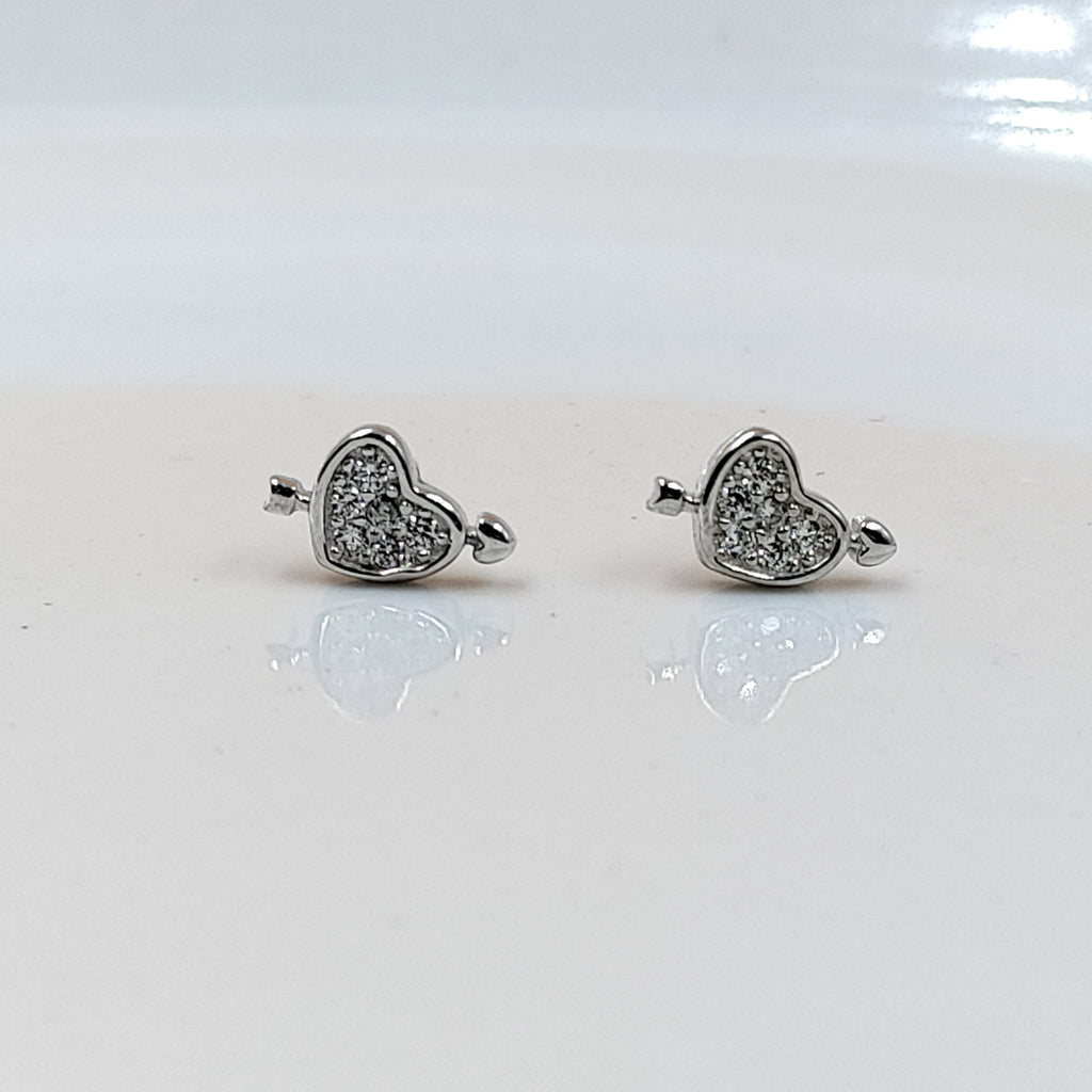 925 Sterling Silver Arrow Heart Earrings Cubic Zirconia Women's Earrings