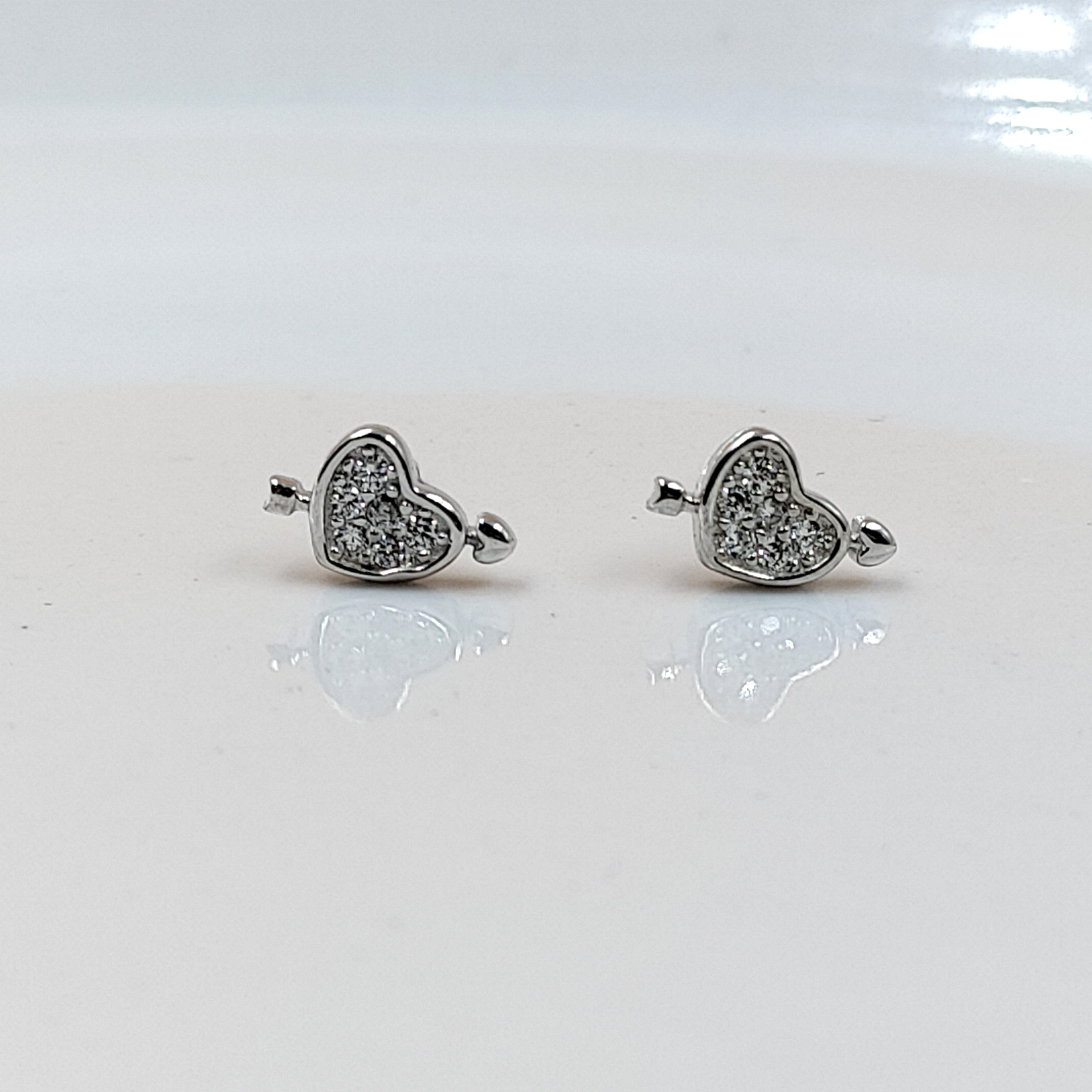 925 Sterling Silver Arrow Heart Earrings Cubic Zirconia Women's Earrings
