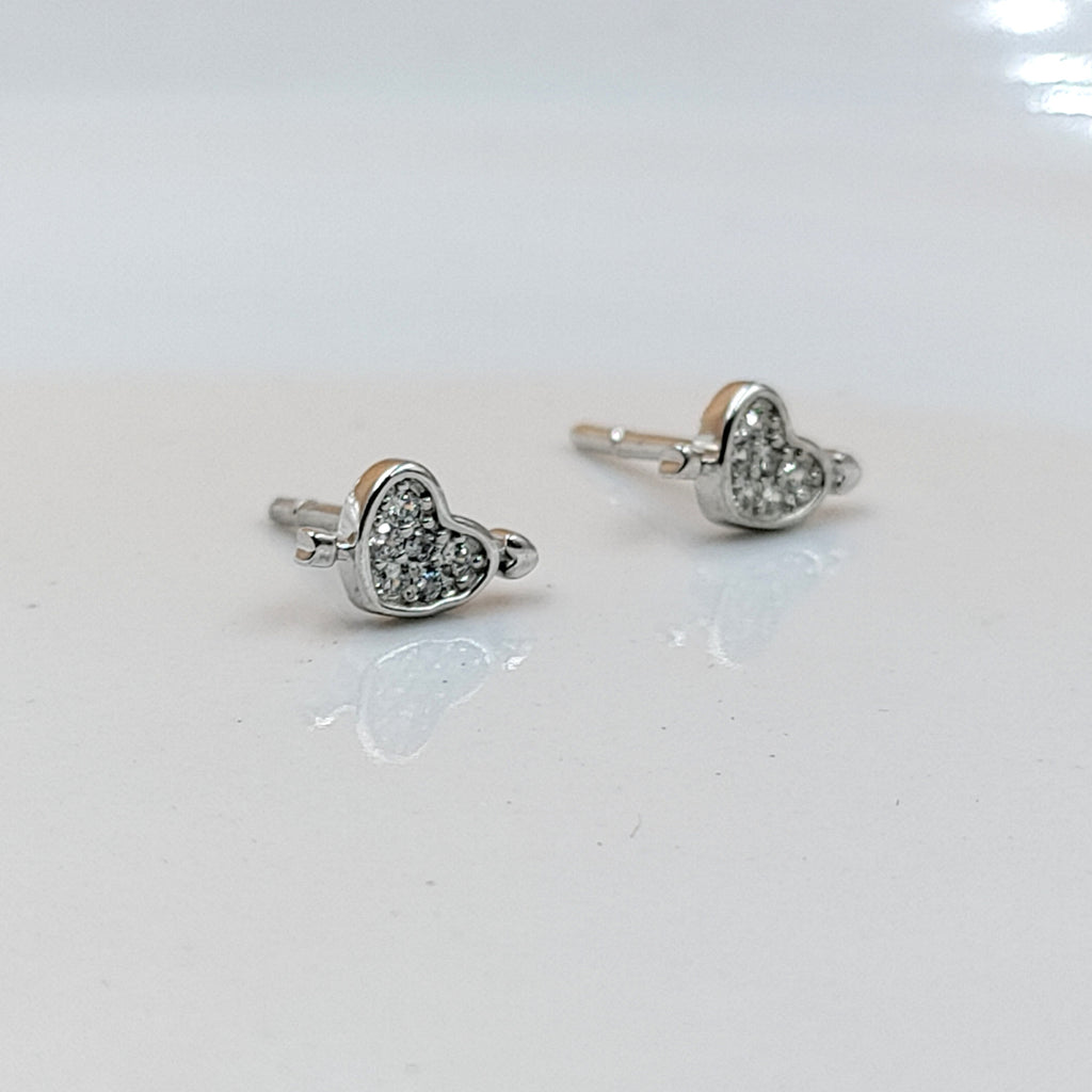 925 Sterling Silver Arrow Heart Earrings Cubic Zirconia Women's Earrings