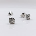 925 Sterling Silver Beautifull Leaf Stud Earrings Cute Petal Shape Stud Earrings CZ