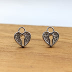925 Sterling Silver Unique Dainty Tiny Heart Lock Stud Earrings Cubic Zirconia Minimalist Handmade Cute Bridesmaid Gift Studs with Push back