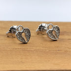 925 Sterling Silver Unique Dainty Tiny Heart Lock Stud Earrings Cubic Zirconia Minimalist Handmade Cute Bridesmaid Gift Studs with Push back