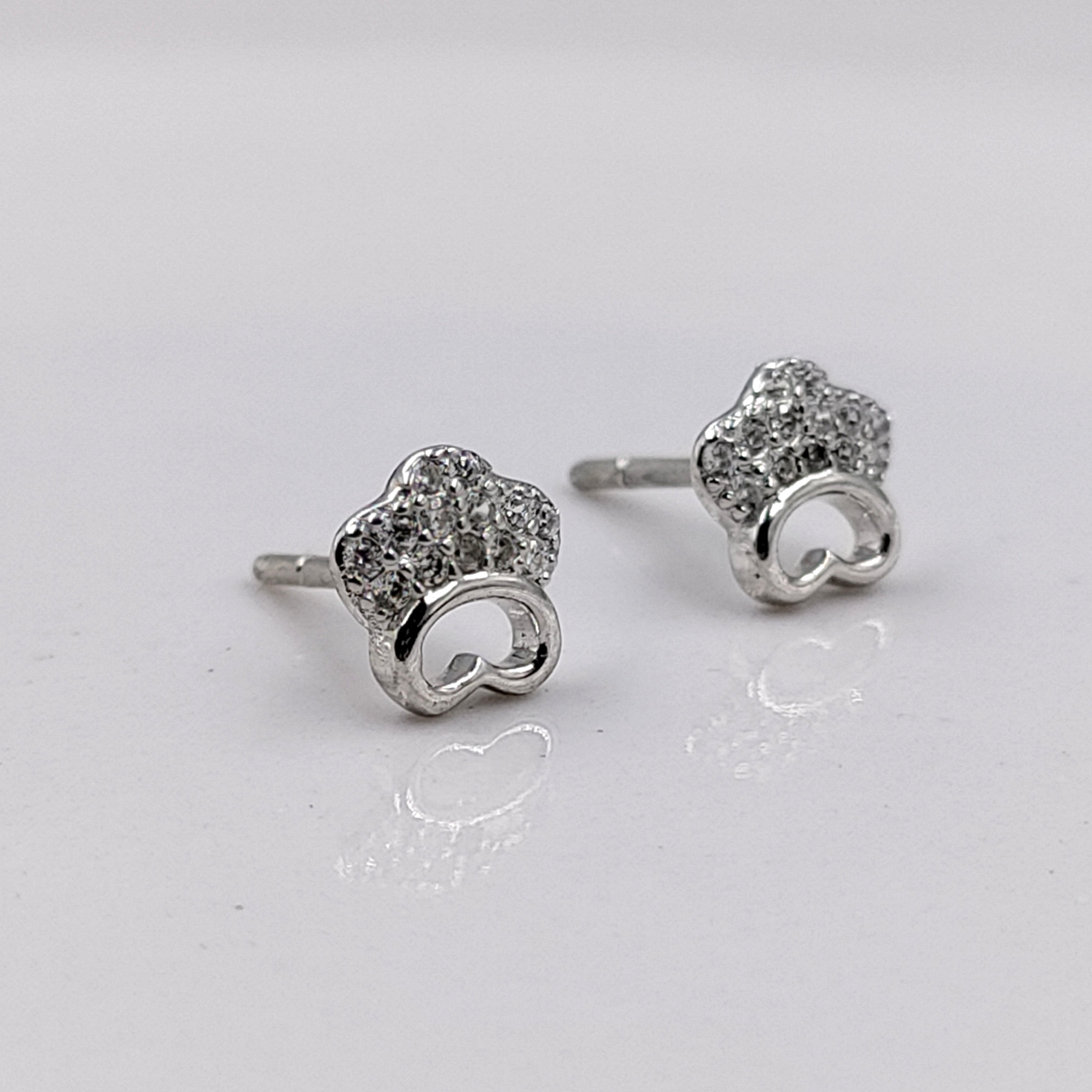 Sterling Silver 925 Crown Studs Earrings CZ Diamonds Princess Studs Dainty Earrings Minimalist Handmade Gift Studs with Push back