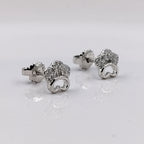 Sterling Silver 925 Crown Studs Earrings CZ Diamonds Princess Studs Dainty Earrings Minimalist Handmade Gift Studs with Push back