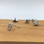 925 Sterling Silver Unique Beautifull Diamond Shape Cubic Zirconia Stud Earrings