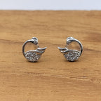 925 Sterling Silver Swan Stud Earrings Cubic Zirconia Swan Ear Stud with Push back Cute