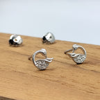 925 Sterling Silver Swan Stud Earrings Cubic Zirconia Swan Ear Stud with Push back Cute
