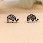 925 Sterling Silver Cute Elephant Studs Earrings Cubic zirconia Cute Fun Quirky Animal Jewellery Nature Inspired Studs with Push back
