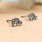 925 Sterling Silver Cute Elephant Studs Earrings Cubic zirconia Cute Fun Quirky Animal Jewellery Nature Inspired Studs with Push back