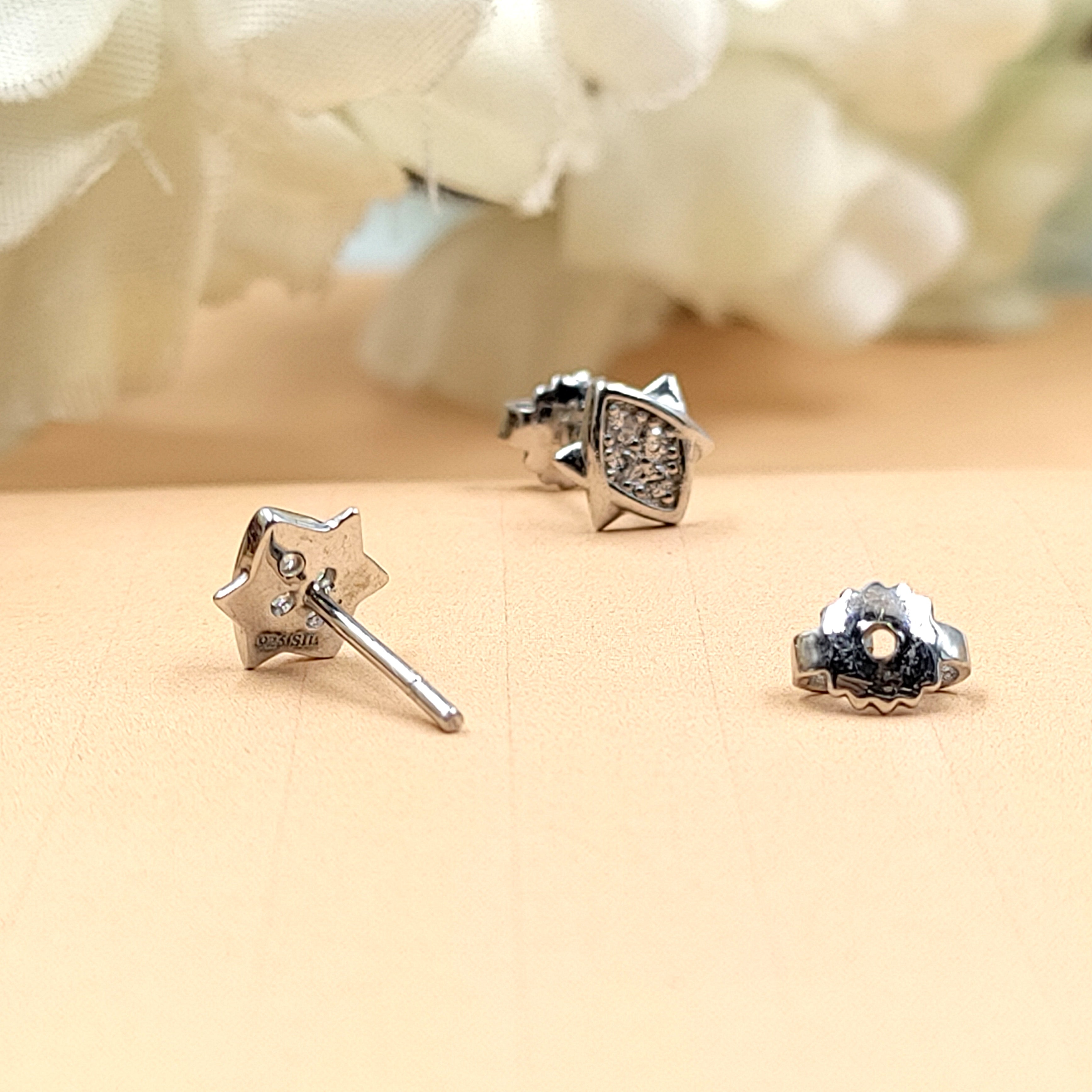 925 Sterling Silver Star Of David Stud Earring Sparkle Star Studs Celestial Earring Minimalist Handmade Anniversary Gift Studs with with Push back