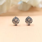 925 Sterling Silver Small Pear Shape Stud Earrings Cute Wedding Bridal Stud Earrings Round Studs CZ Minimalist Handmade Studs with Push back