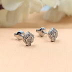 925 Sterling Silver Small Pear Shape Stud Earrings Cute Wedding Bridal Stud Earrings Round Studs CZ Minimalist Handmade Studs with Push back