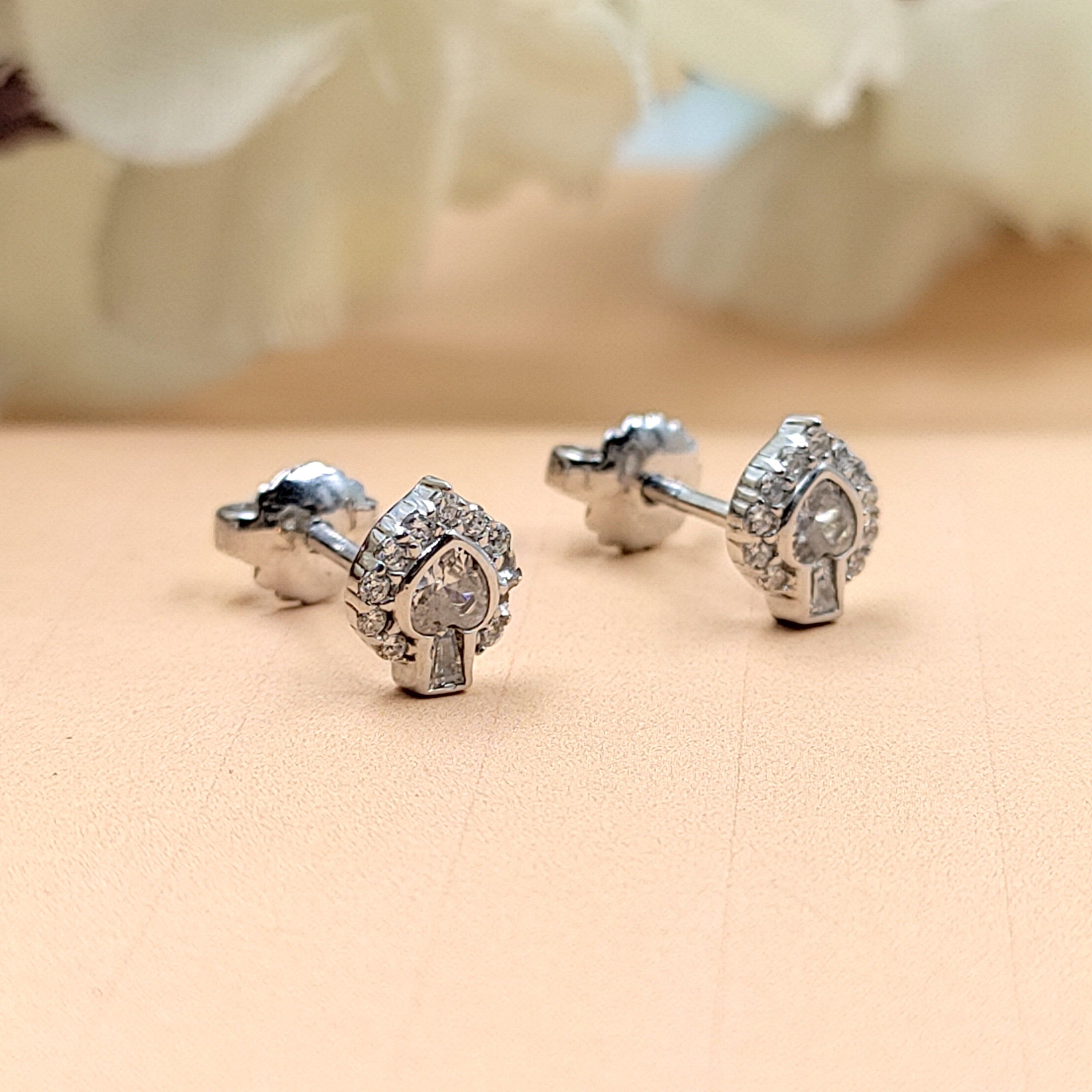 925 Sterling Silver Small Pear Shape Stud Earrings Cute Wedding Bridal Stud Earrings Round Studs CZ Minimalist Handmade Studs with Push back