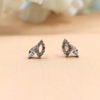 925 Sterling Silver Beautiful Petal Shape Stud Earrings Cute Wedding Bridesmaid Stud Earring CZ