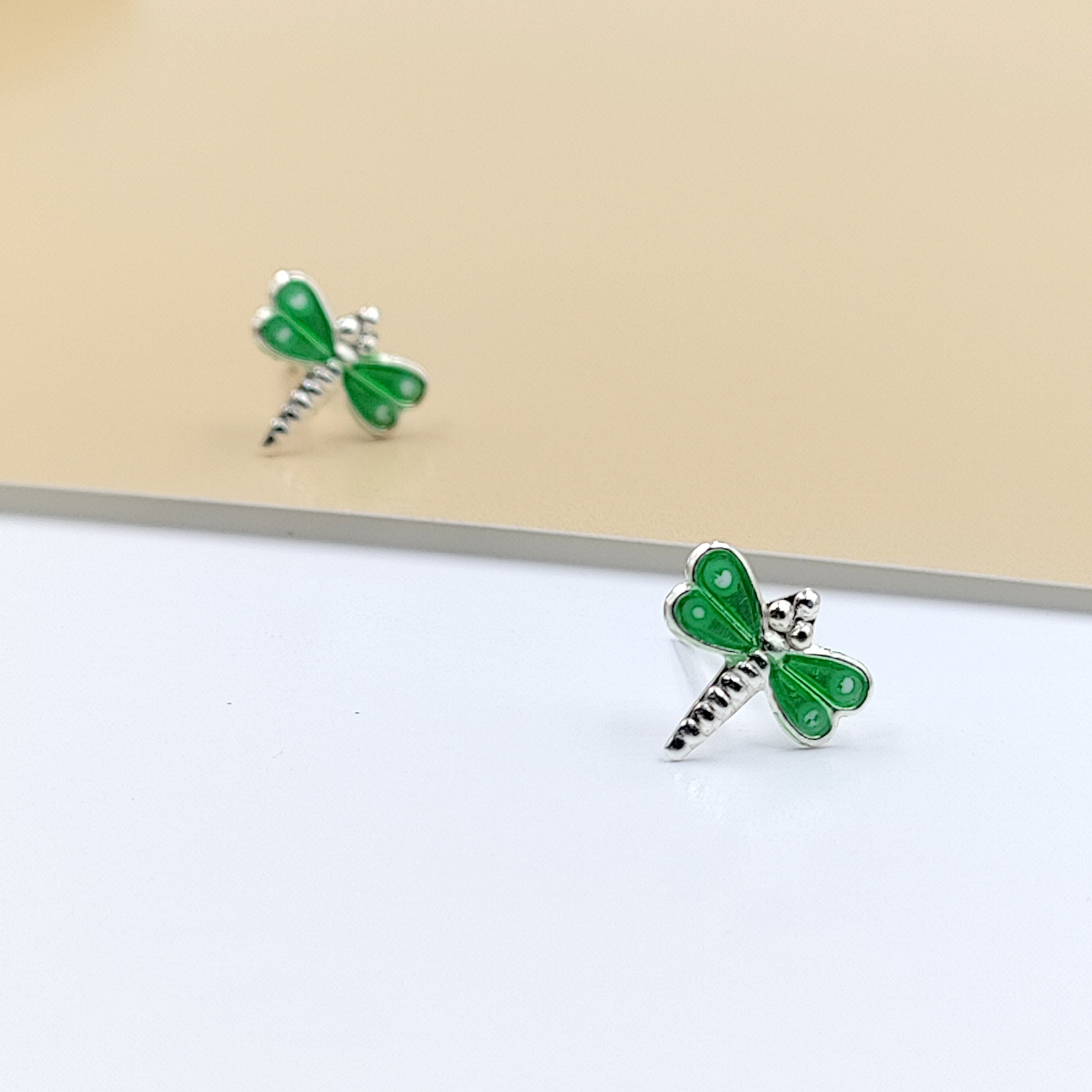 925 Sterling Silver Cute Bees Ear Studs Tiny Insects Earrings Enamel Cartilage Ear Studs Girls Earrings Minimalist Handmade Gift - 8x10 mm