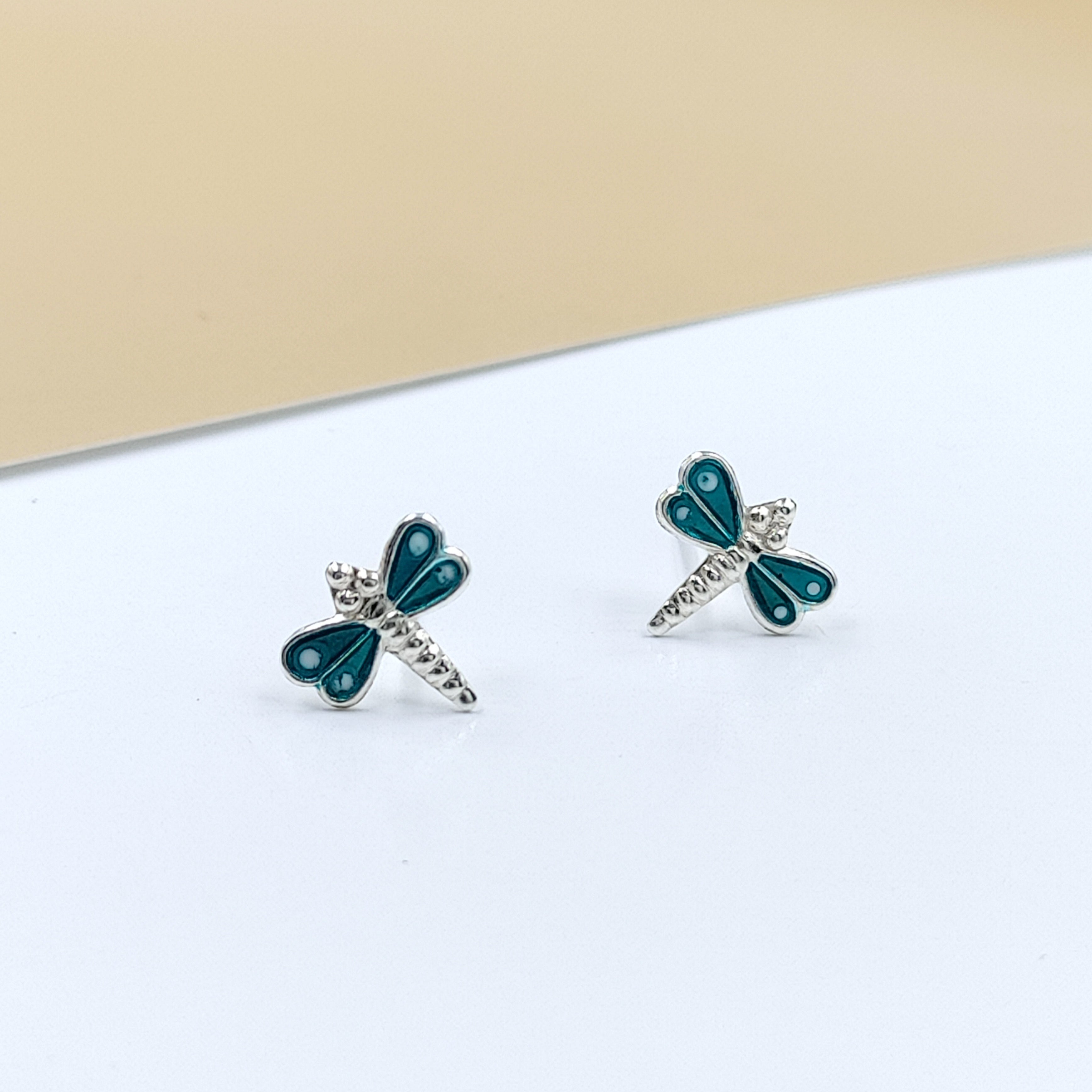 925 Sterling Silver Cute Bees Ear Studs Tiny Insects Earrings Enamel Cartilage Ear Studs Girls Earrings Minimalist Handmade Gift - 8x10 mm