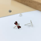 925 Sterling Silver Cute Bees Ear Studs Tiny Insects Earrings Enamel Cartilage Ear Studs Girls Earrings Minimalist Handmade Gift - 8x10 mm