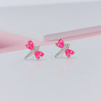 925 Sterling Silver Cute Bees Ear Studs Tiny Insects Earrings Enamel Cartilage Ear Studs Girls Earrings Minimalist Handmade Gift - 8x10 mm