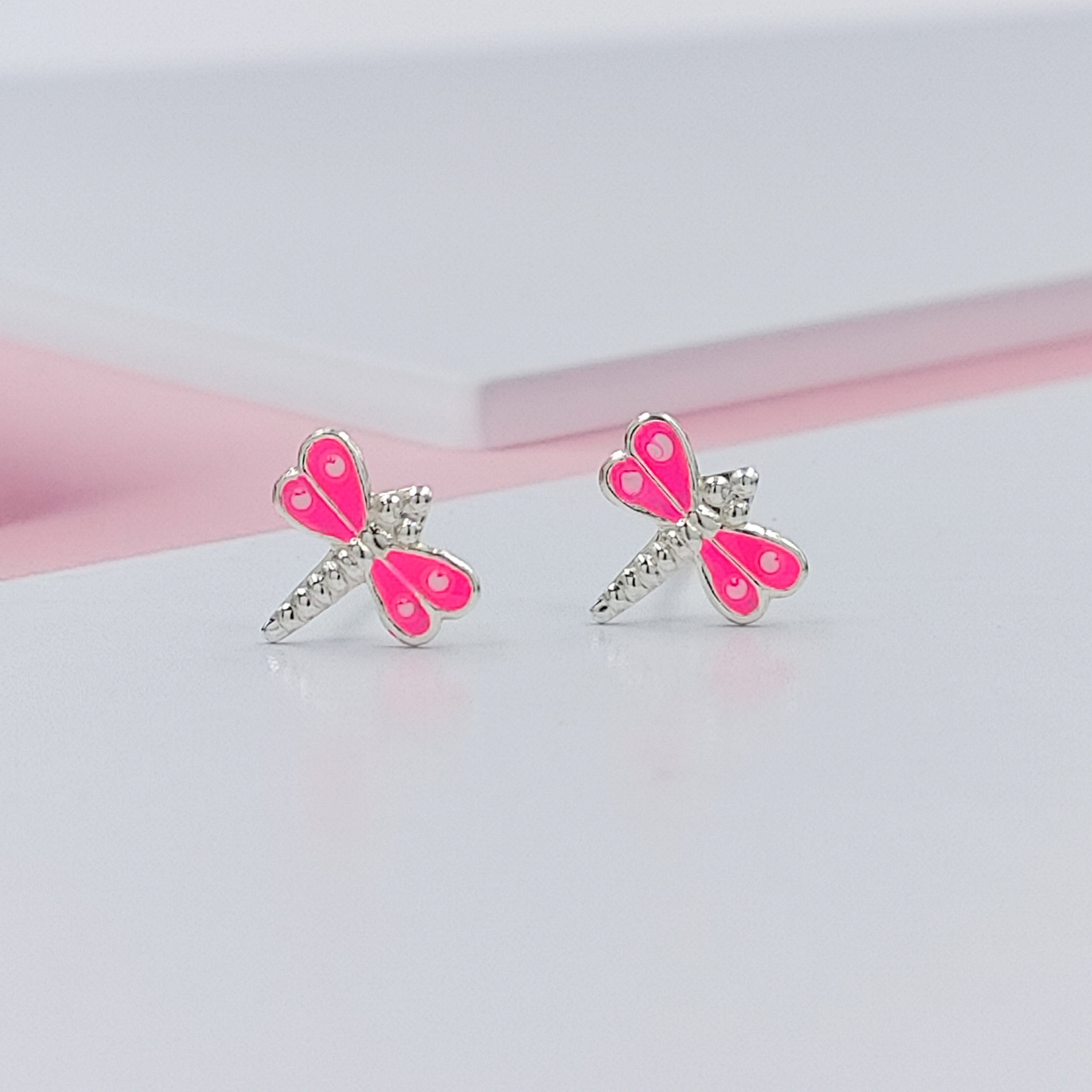 925 Sterling Silver Cute Bees Ear Studs Tiny Insects Earrings Enamel Cartilage Ear Studs Girls Earrings Minimalist Handmade Gift - 8x10 mm