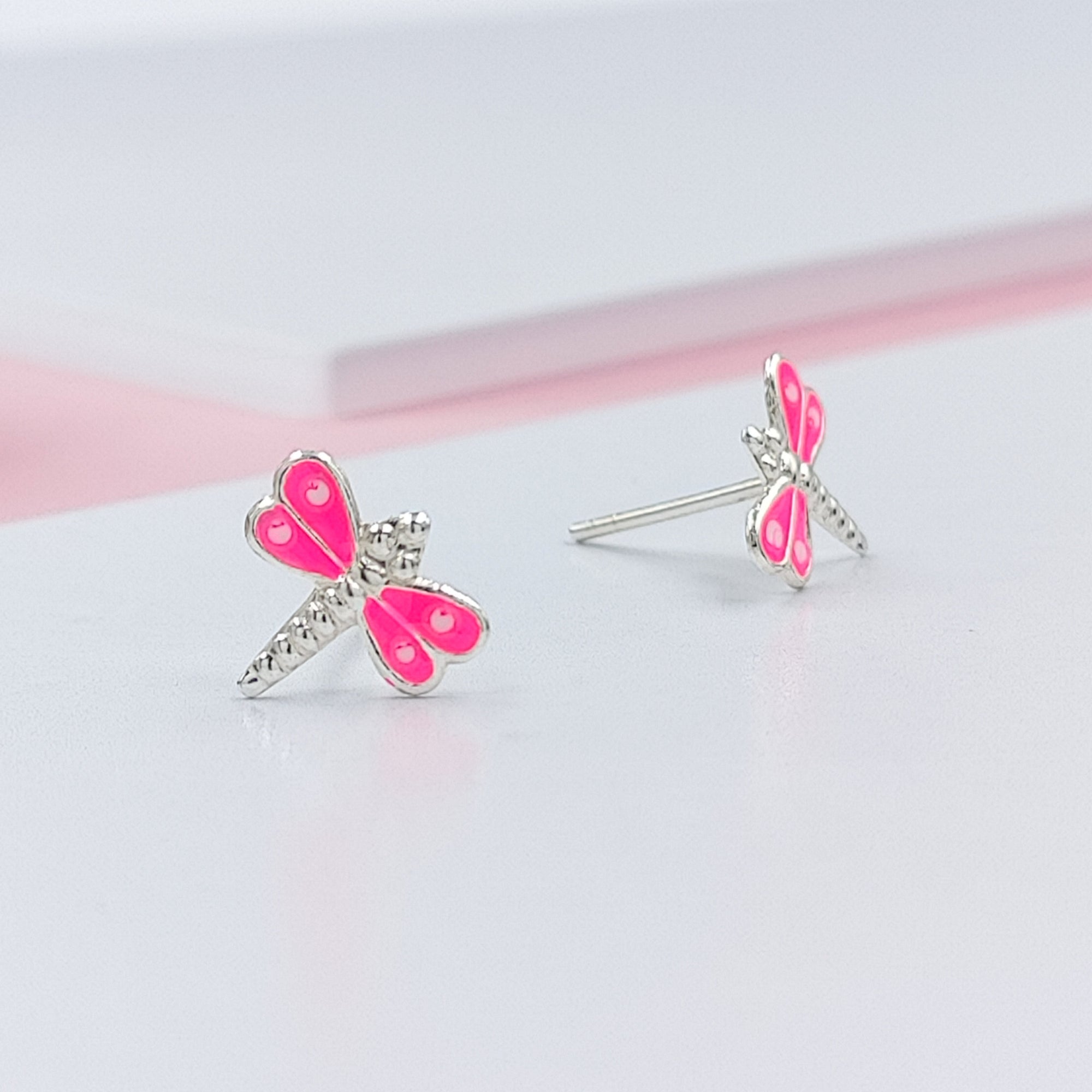 925 Sterling Silver Cute Bees Ear Studs Tiny Insects Earrings Enamel Cartilage Ear Studs Girls Earrings Minimalist Handmade Gift - 8x10 mm