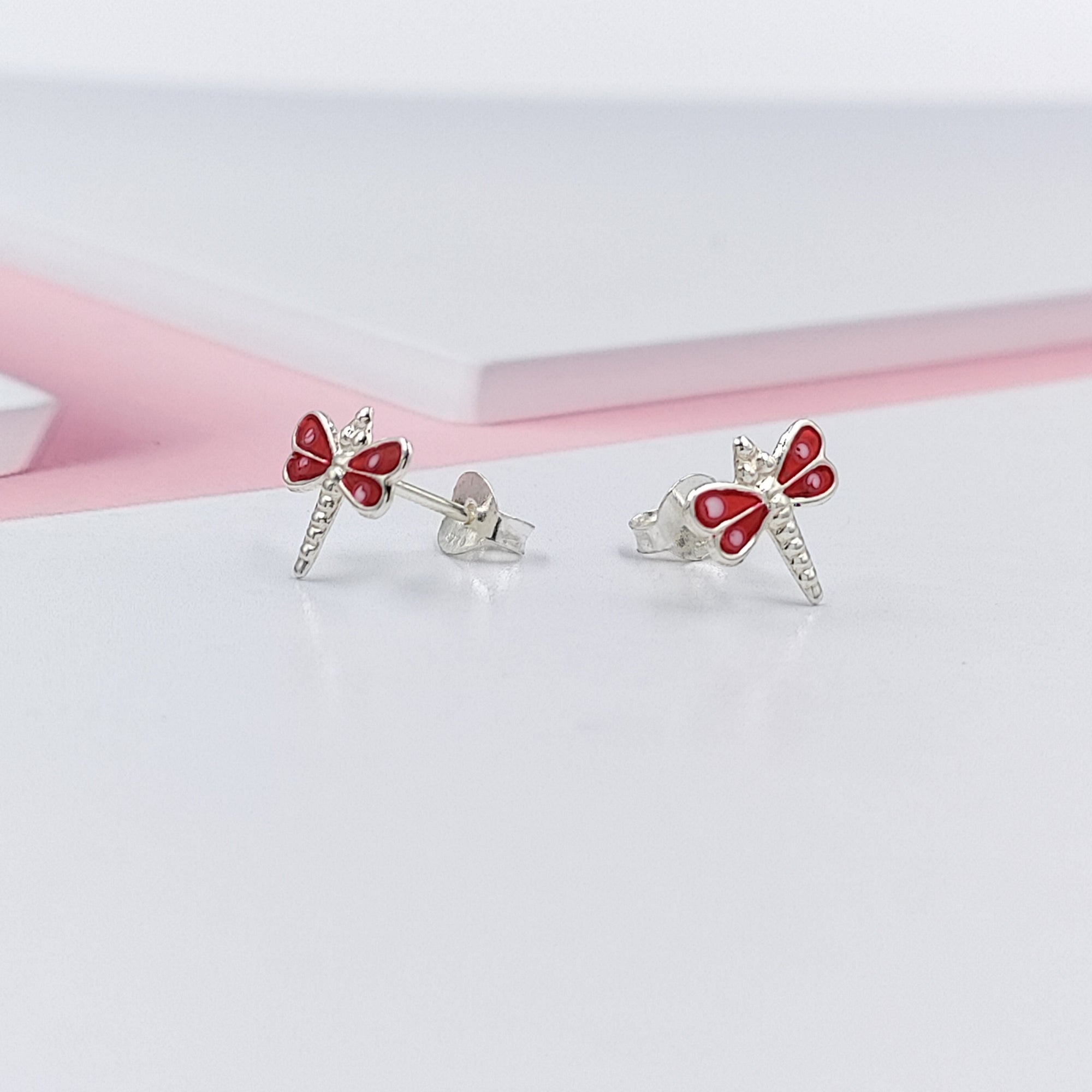 925 Sterling Silver Cute Bees Ear Studs Tiny Insects Earrings Enamel Cartilage Ear Studs Girls Earrings Minimalist Handmade Gift - 8x10 mm