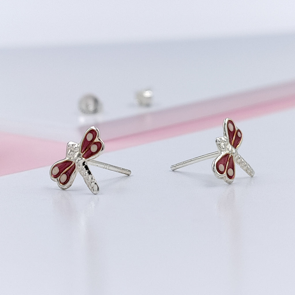 925 Sterling Silver Cute Bees Ear Studs Tiny Insects Earrings Enamel Cartilage Ear Studs Girls Earrings Minimalist Handmade Gift - 8x10 mm