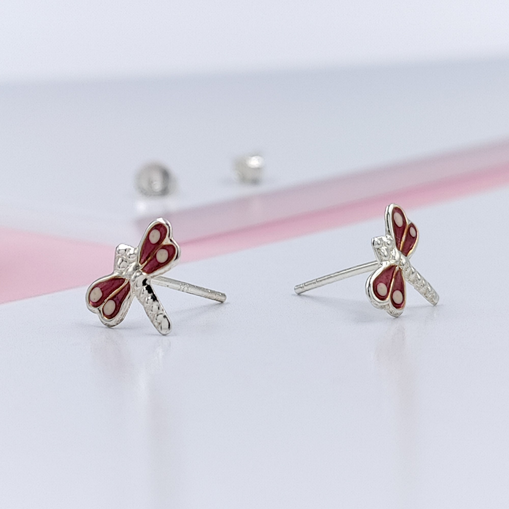 925 Sterling Silver Cute Bees Ear Studs Tiny Insects Earrings Enamel Cartilage Ear Studs Girls Earrings Minimalist Handmade Gift - 8x10 mm