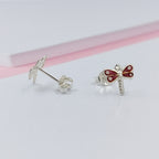 925 Sterling Silver Cute Bees Ear Studs Tiny Insects Earrings Enamel Cartilage Ear Studs Girls Earrings Minimalist Handmade Gift - 8x10 mm