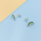 925 Sterling Silver Cute Rainbow Ear Studs Tiny Earrings Enamel Cartilage Ear Studs Girls Earrings Minimalist Handmade Gift - 5x11 mm