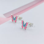 925 Sterling Silver Cute Butterfly Ear Studs Tiny Enamel Ear Studs Earring Minimalist Handmade Gift for Women