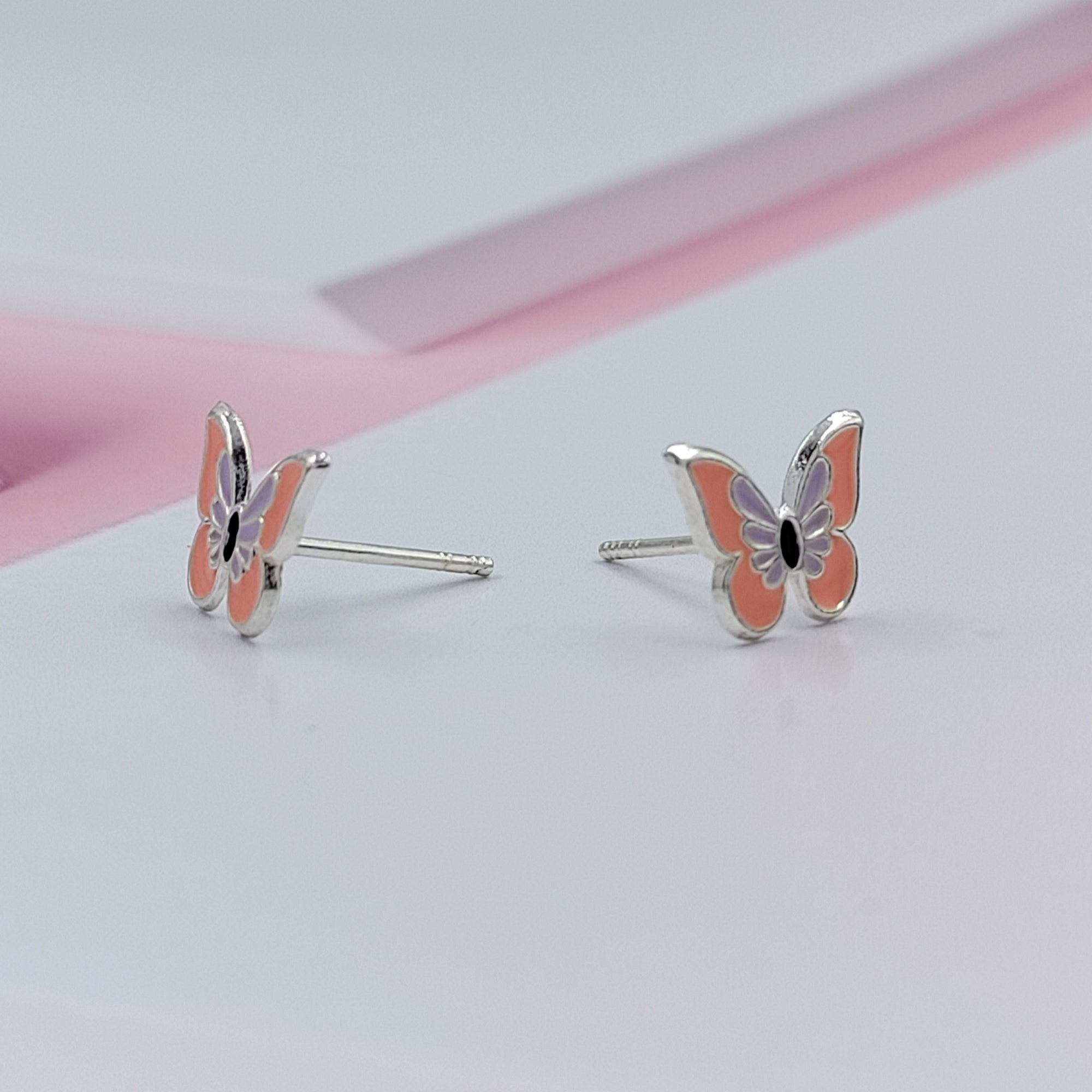 925 Sterling Silver Cute Butterfly Ear Studs Tiny Enamel Ear Studs Earring Minimalist Handmade Gift for Women