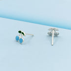 925 Sterling Silver Cute Cherry Ear Studs Tiny Earrings Fruit Enamel Ear Studs Earrings Handmade Gift For Women