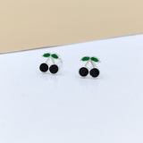 925 Sterling Silver Cute Cherry Ear Studs Tiny Earrings Fruit Enamel Ear Studs Earrings Handmade Gift For Women