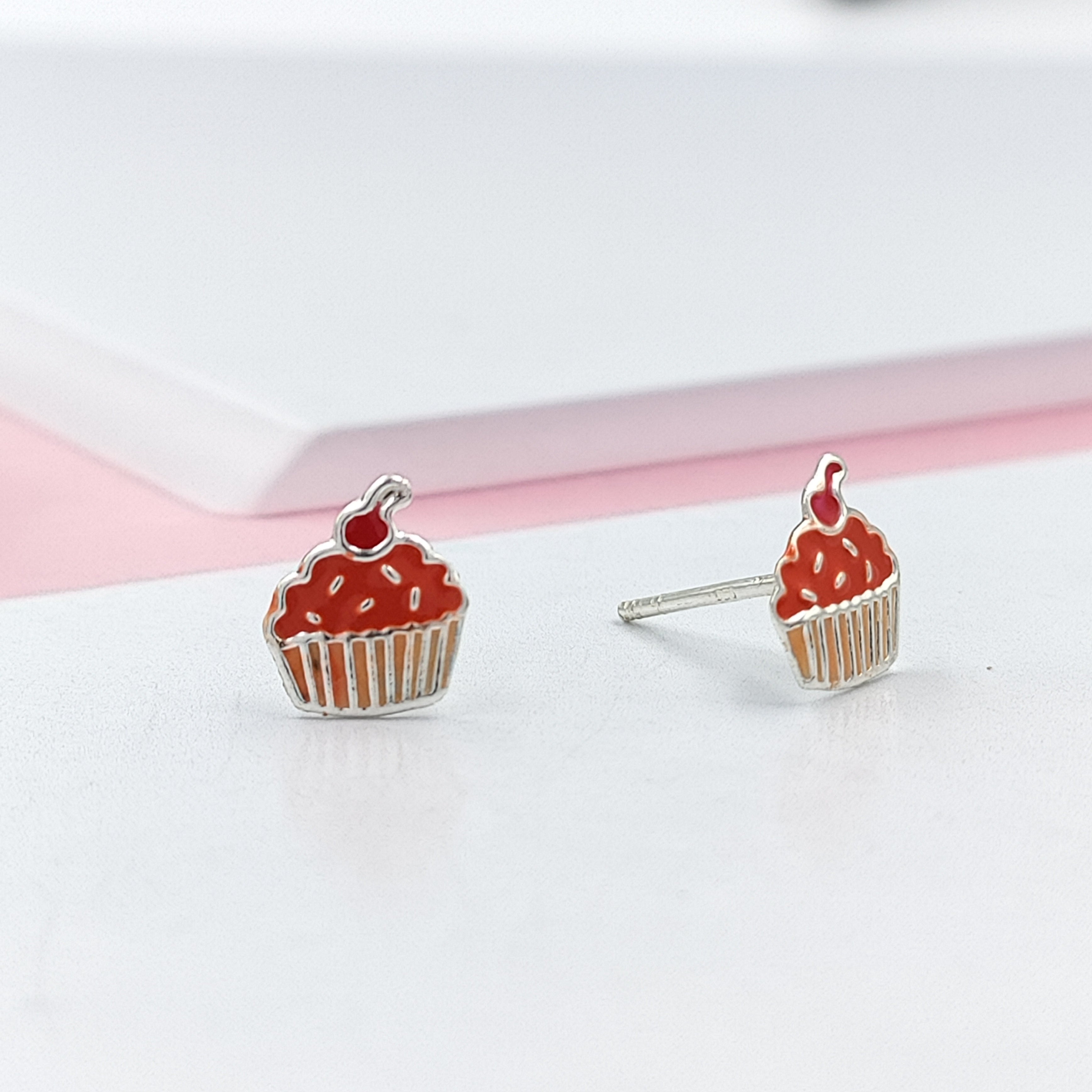 925 Sterling Silver Cute Ice Creame Ear Studs Tiny Earrings Food Enamel Ear Studs Earrings Minimalist Handmade Gift for foody