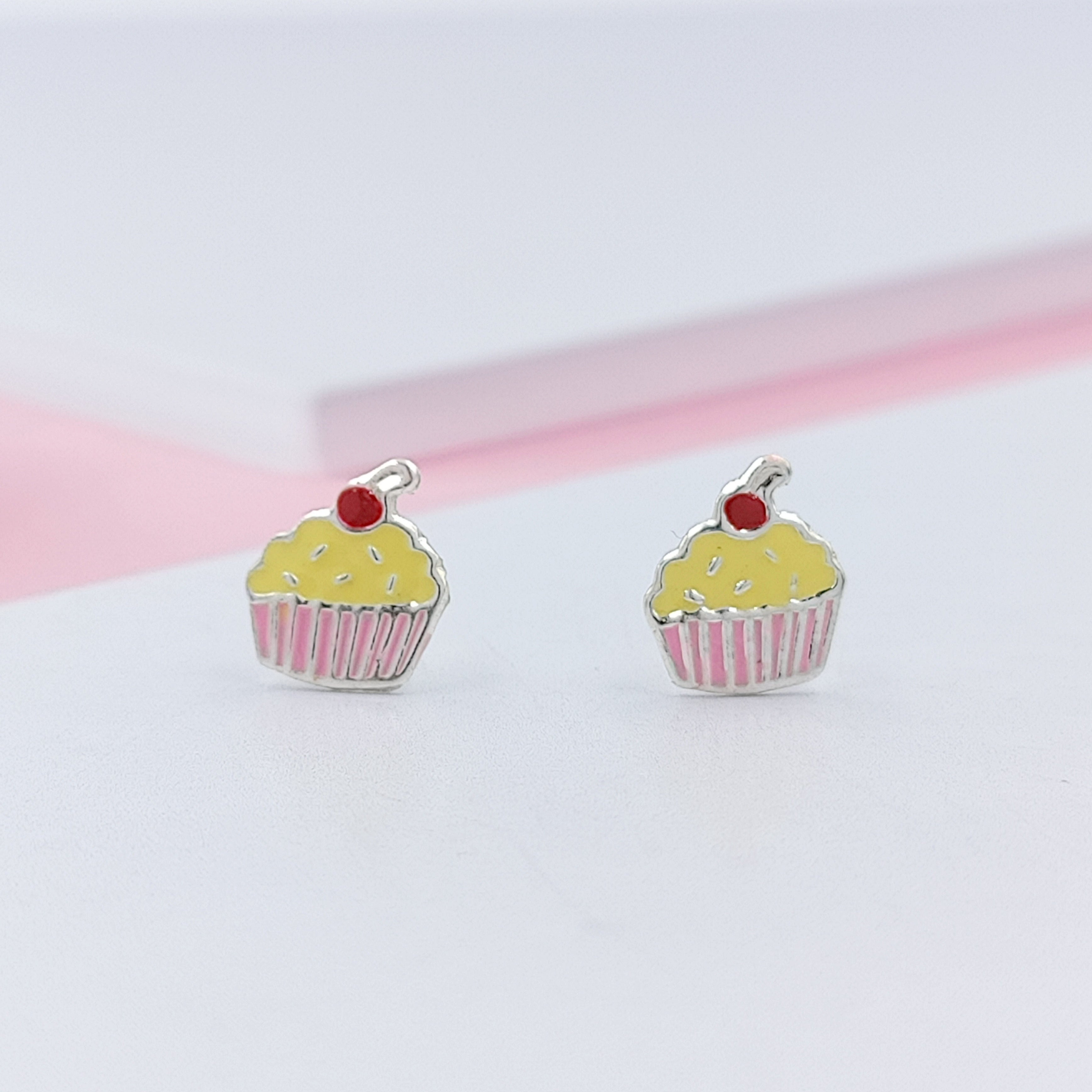 925 Sterling Silver Cute Ice Creame Ear Studs Tiny Earrings Food Enamel Ear Studs Earrings Minimalist Handmade Gift for foody