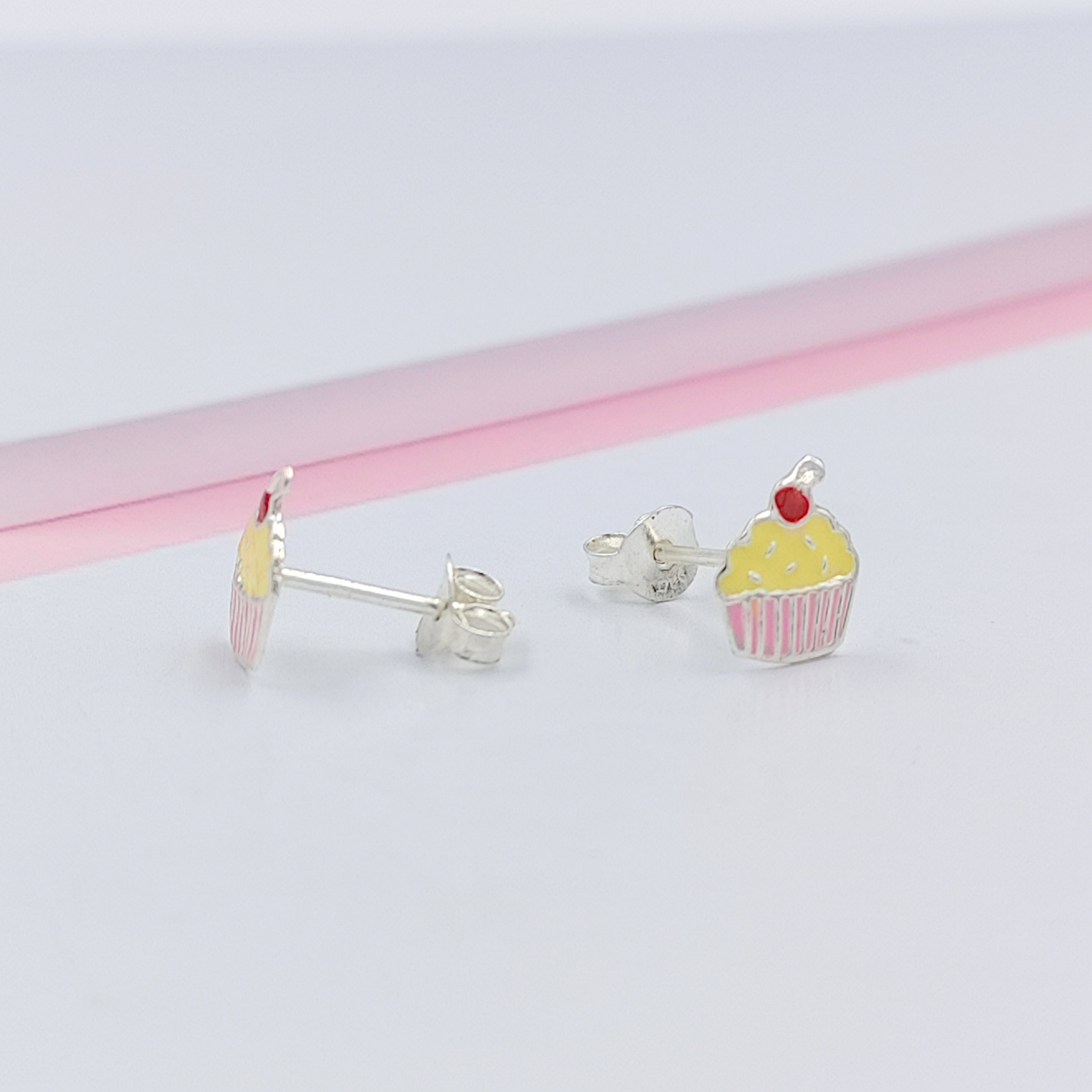 925 Sterling Silver Cute Ice Creame Ear Studs Tiny Earrings Food Enamel Ear Studs Earrings