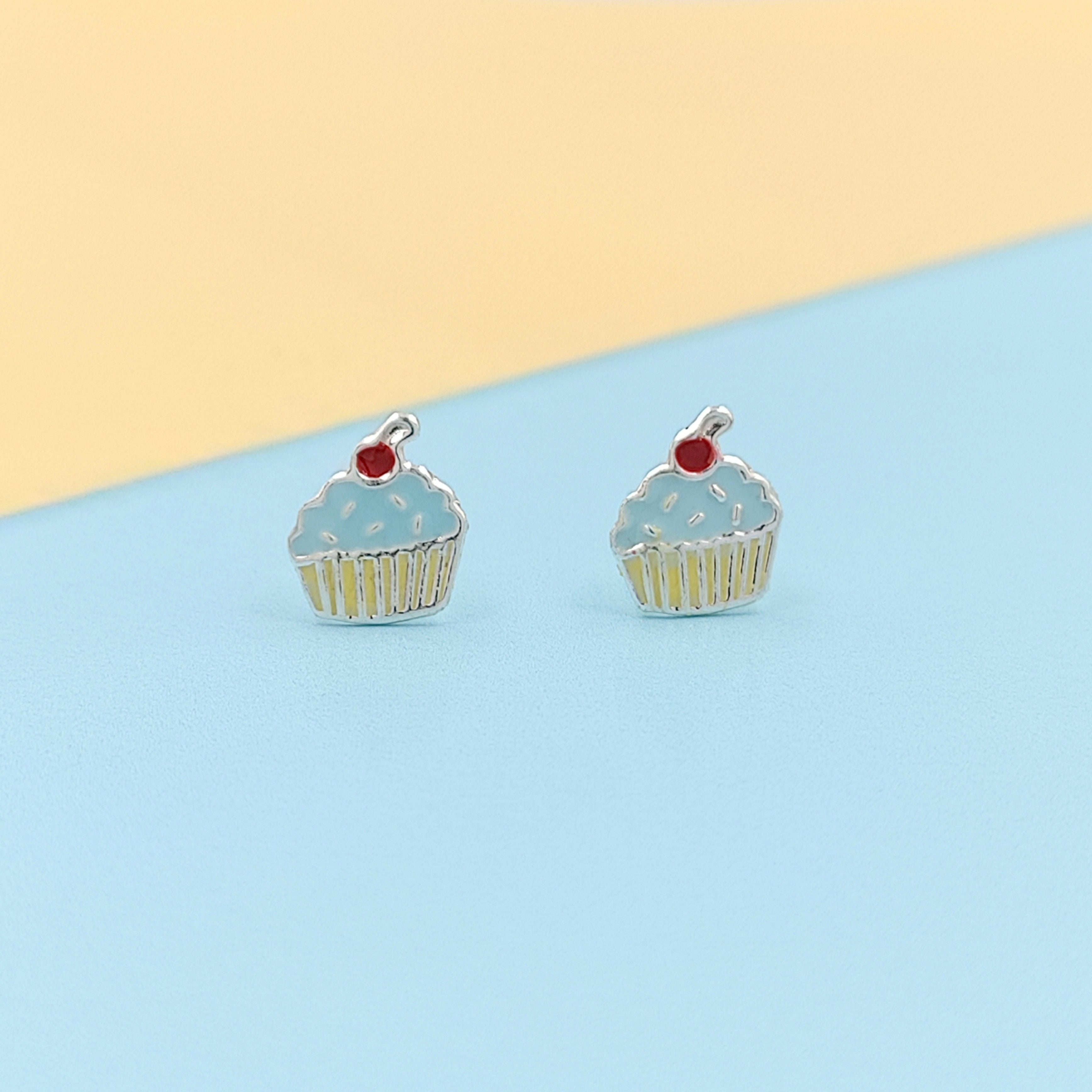 925 Sterling Silver Cute Ice Creame Ear Studs Tiny Earrings Food Enamel Ear Studs Earrings Minimalist Handmade Gift for foody