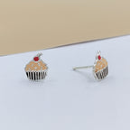 925 Sterling Silver Cute Ice Creame Ear Studs Tiny Earrings Food Enamel Ear Studs Earrings Minimalist Handmade Gift for foody
