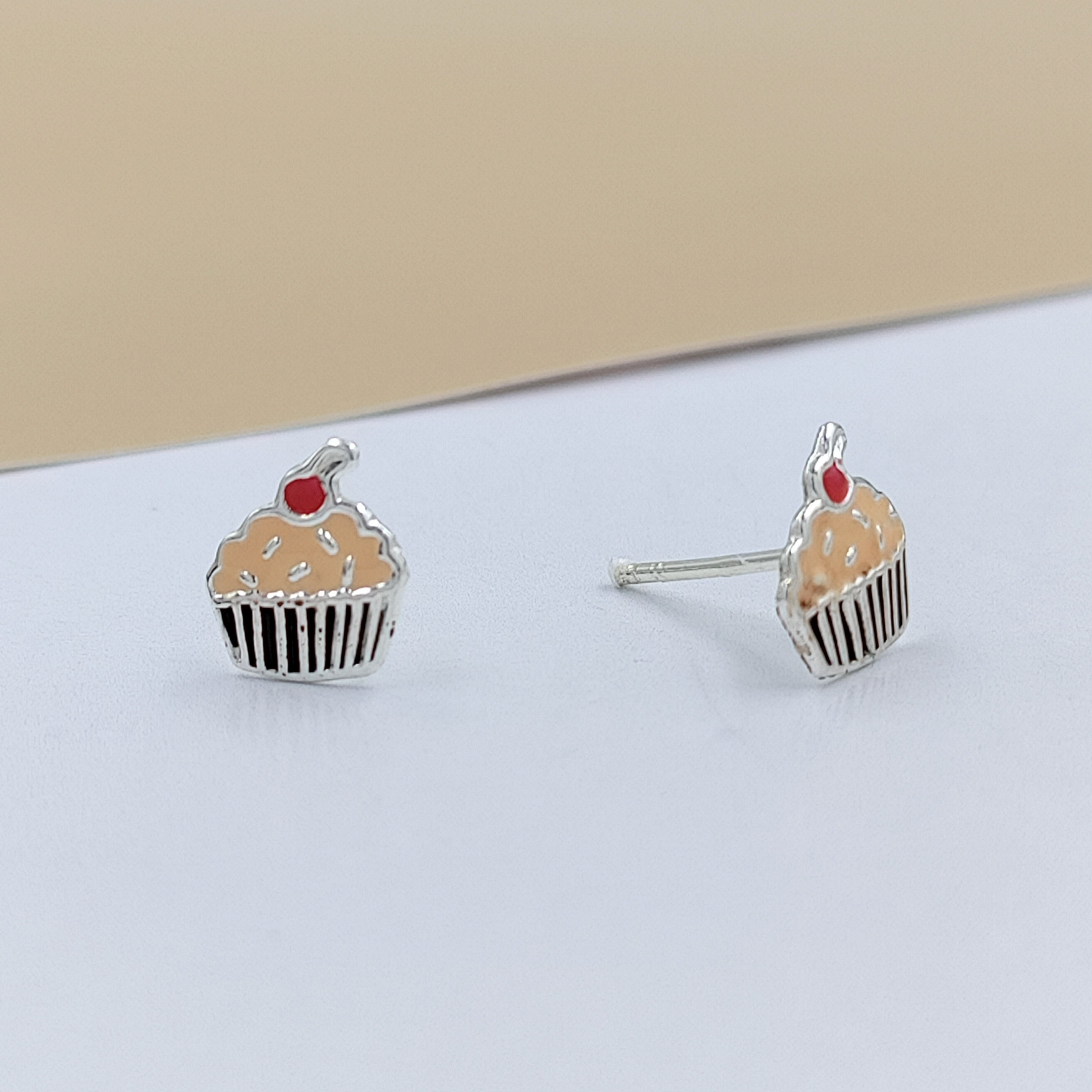 925 Sterling Silver Cute Ice Creame Ear Studs Tiny Earrings Food Enamel Ear Studs Earrings