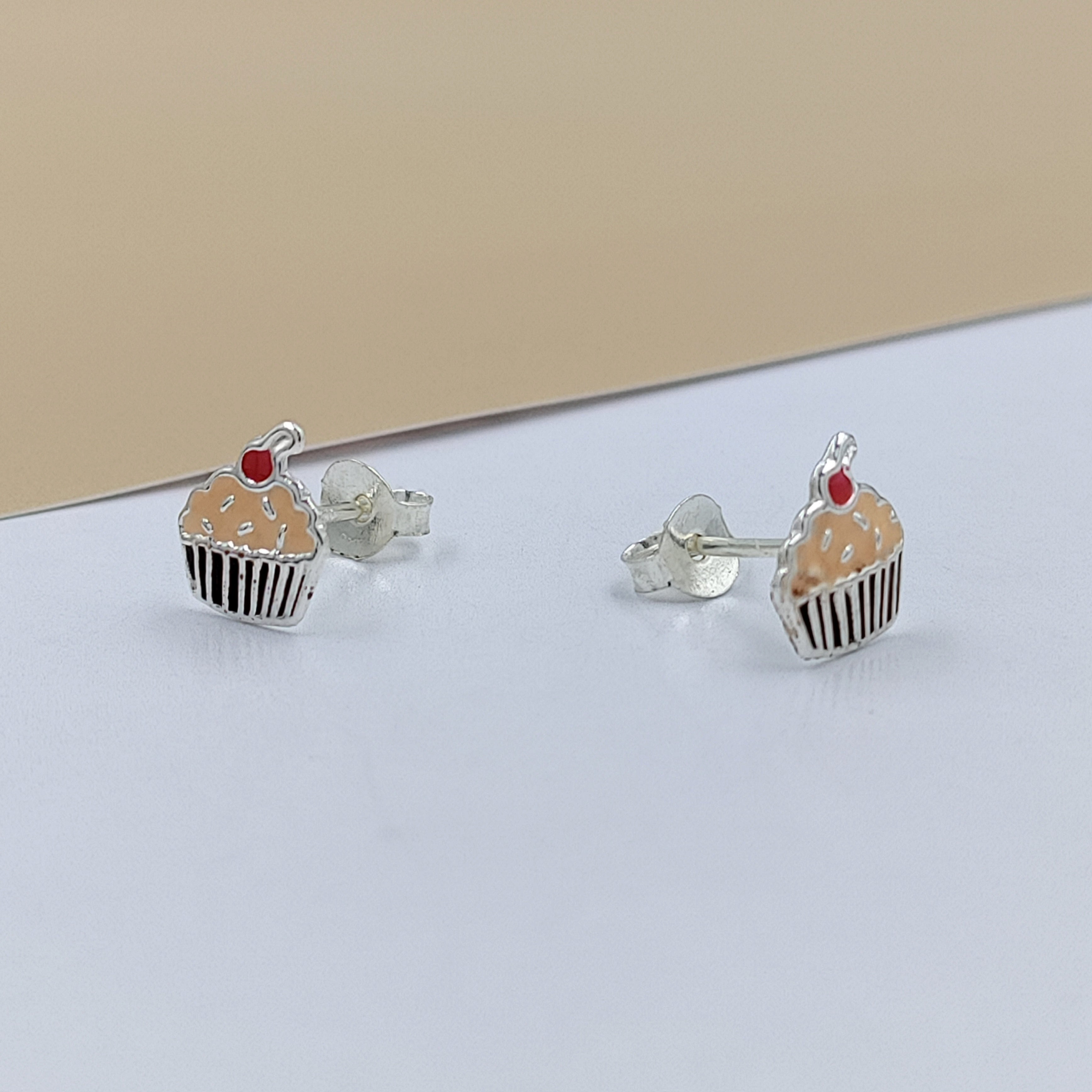 925 Sterling Silver Cute Ice Creame Ear Studs Tiny Earrings Food Enamel Ear Studs Earrings