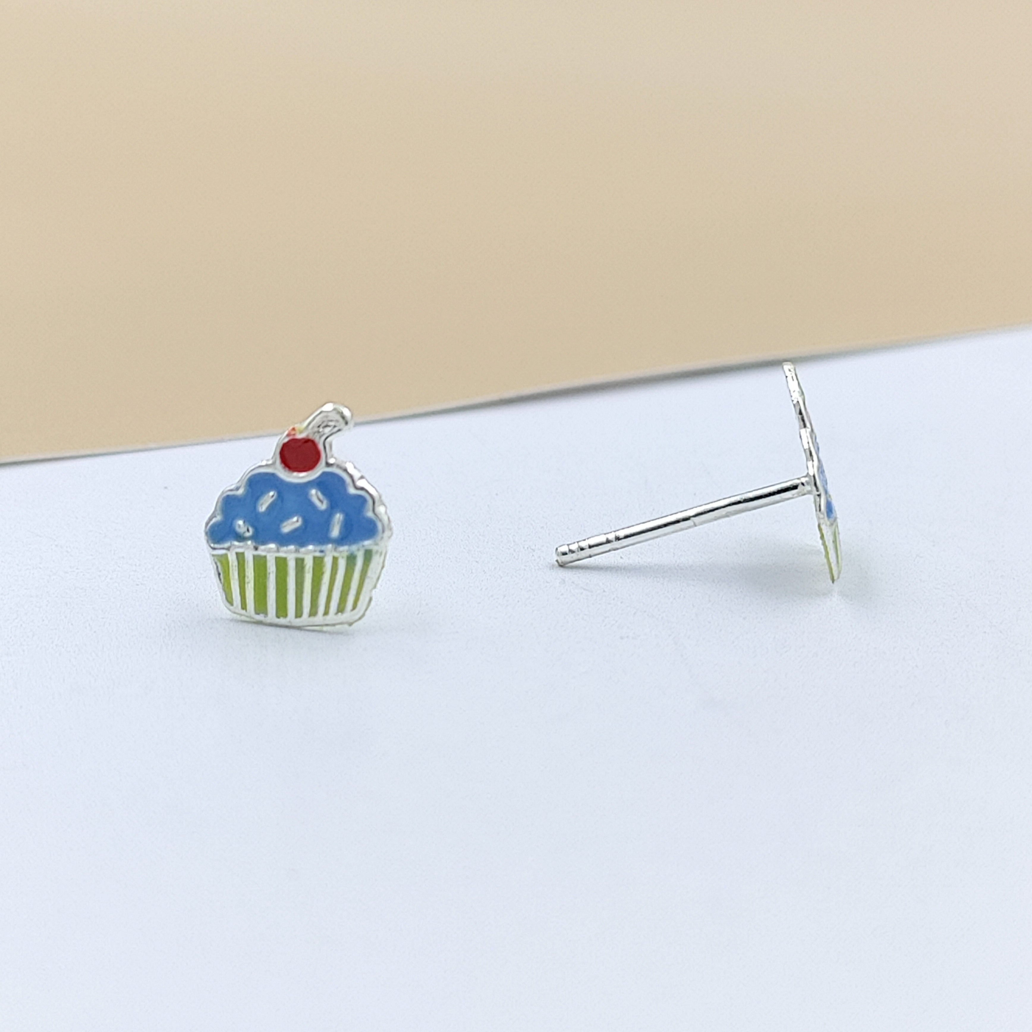 925 Sterling Silver Cute Ice Creame Ear Studs Tiny Earrings Food Enamel Ear Studs Earrings Minimalist Handmade Gift for foody