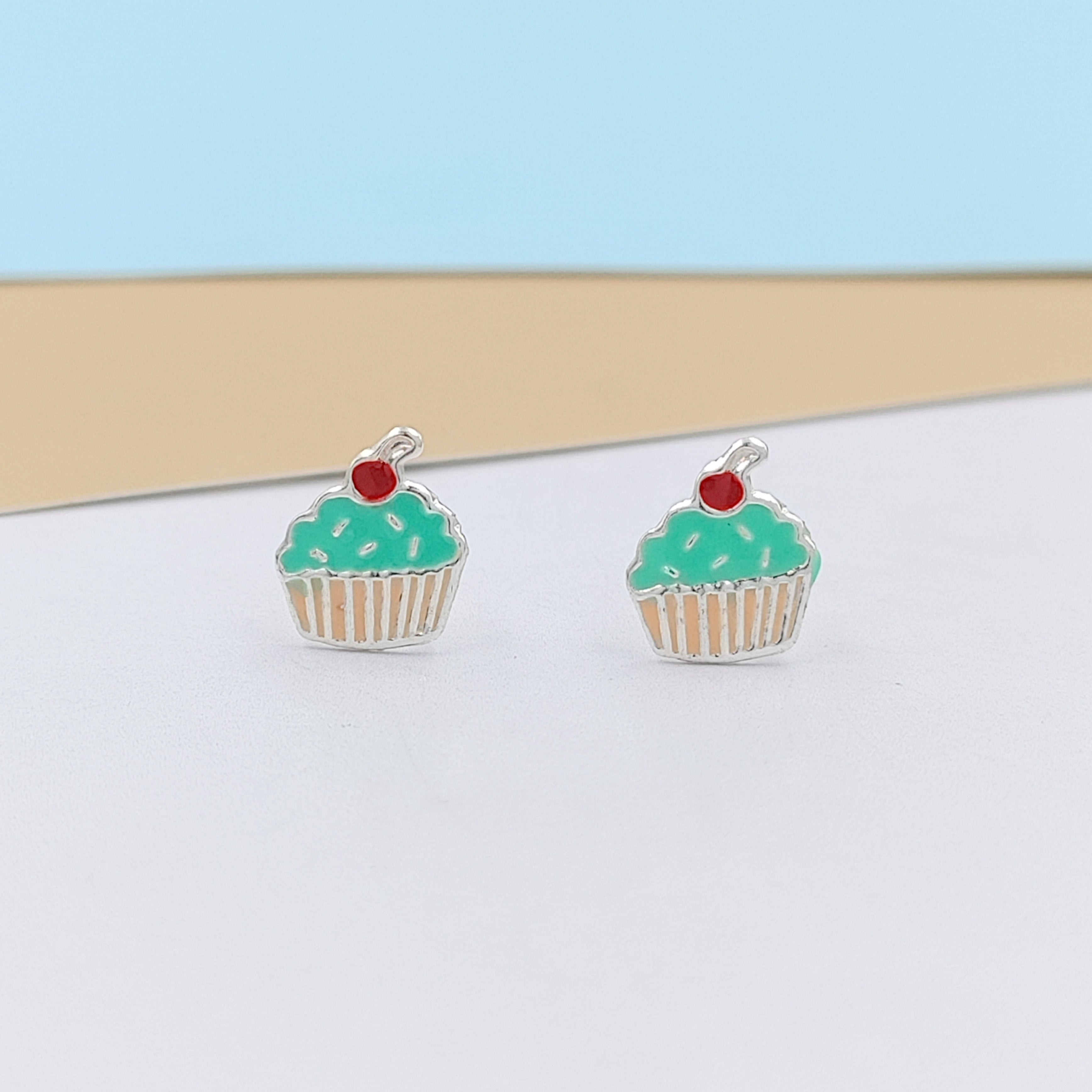 925 Sterling Silver Cute Ice Creame Ear Studs Tiny Earrings Food Enamel Ear Studs Earrings Minimalist Handmade Gift for foody