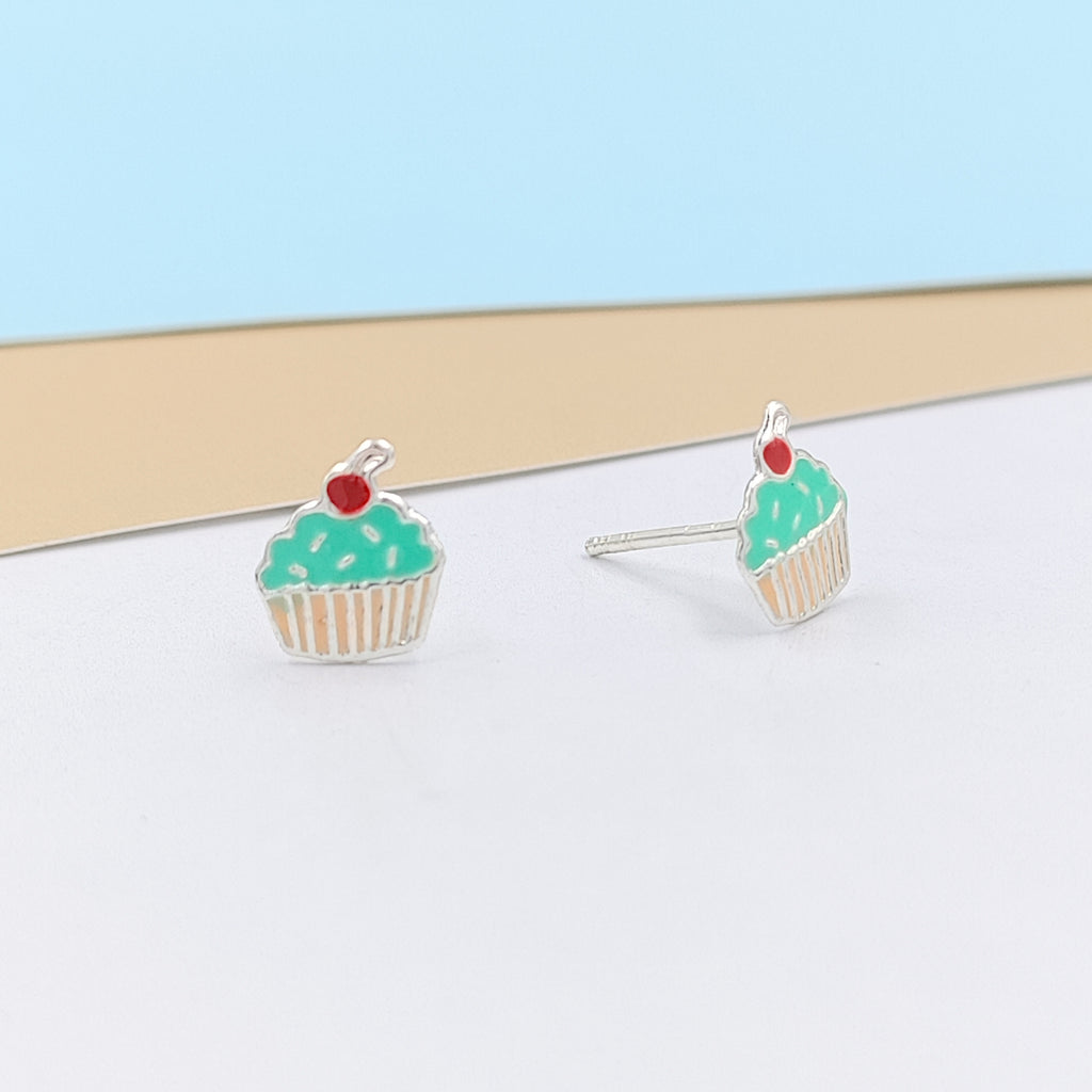 925 Sterling Silver Cute Ice Creame Ear Studs Tiny Earrings Food Enamel Ear Studs Earrings Minimalist Handmade Gift for foody