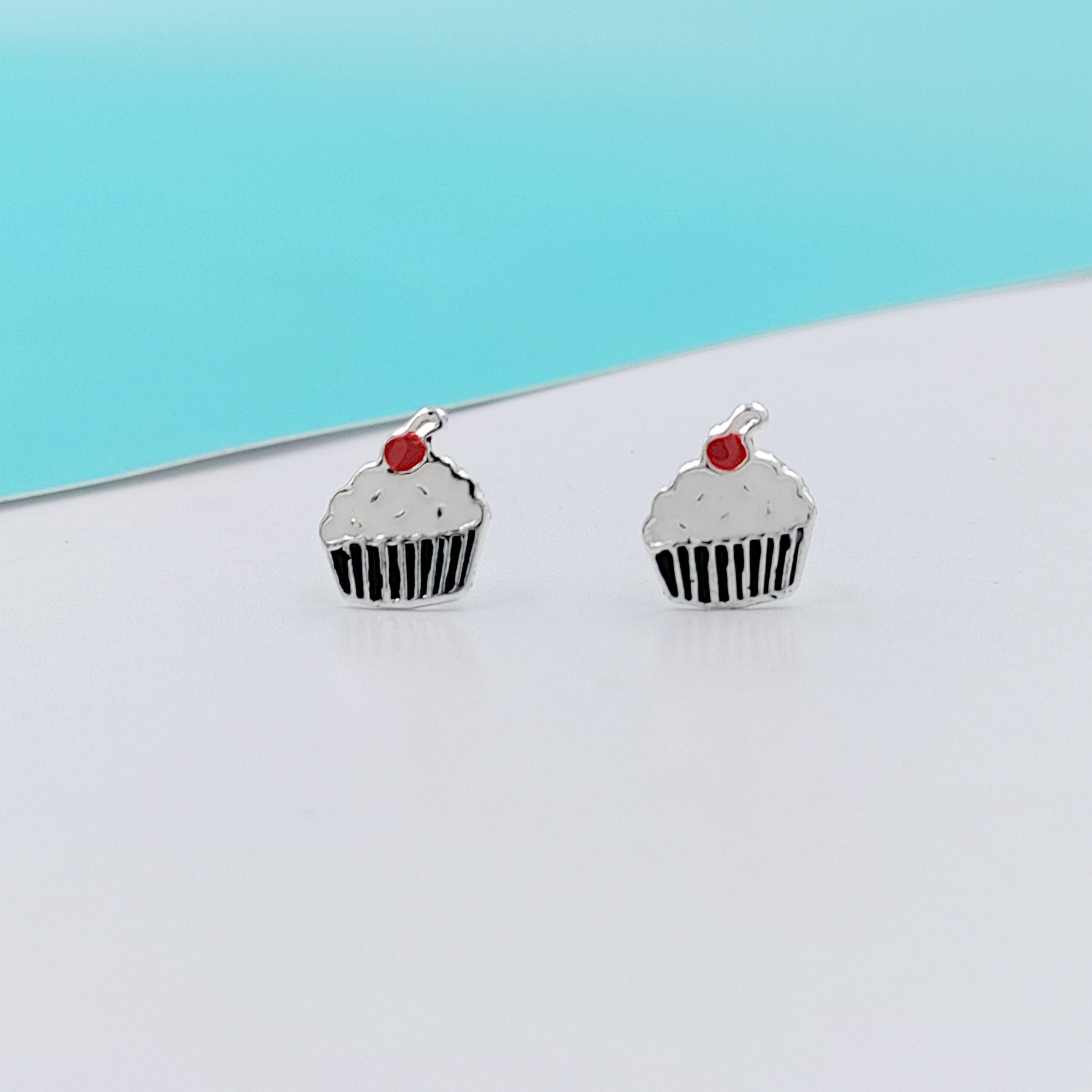 925 Sterling Silver Cute Ice Creame Ear Studs Tiny Earrings Food Enamel Ear Studs Earrings Minimalist Handmade Gift for foody