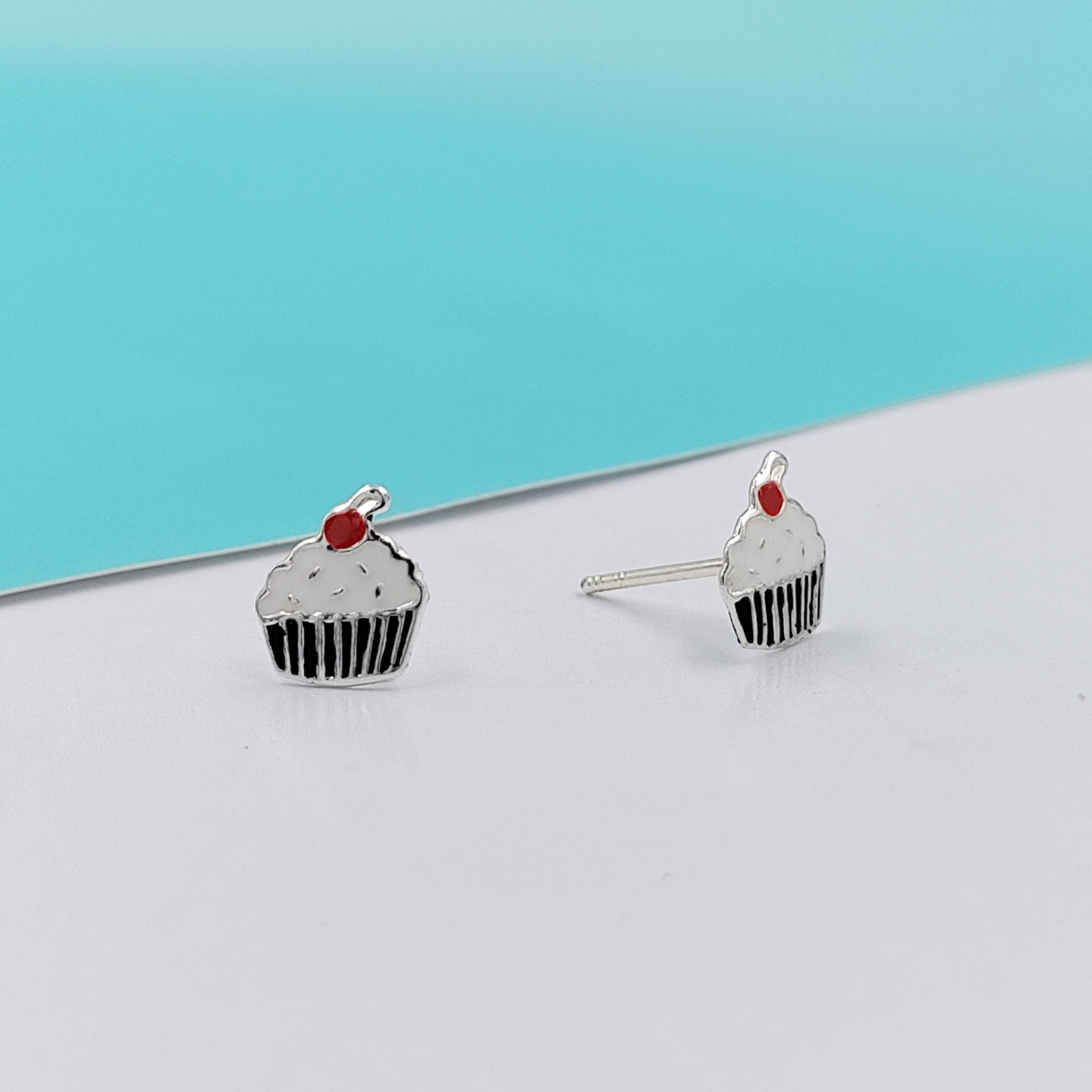 925 Sterling Silver Cute Ice Creame Ear Studs Tiny Earrings Food Enamel Ear Studs Earrings